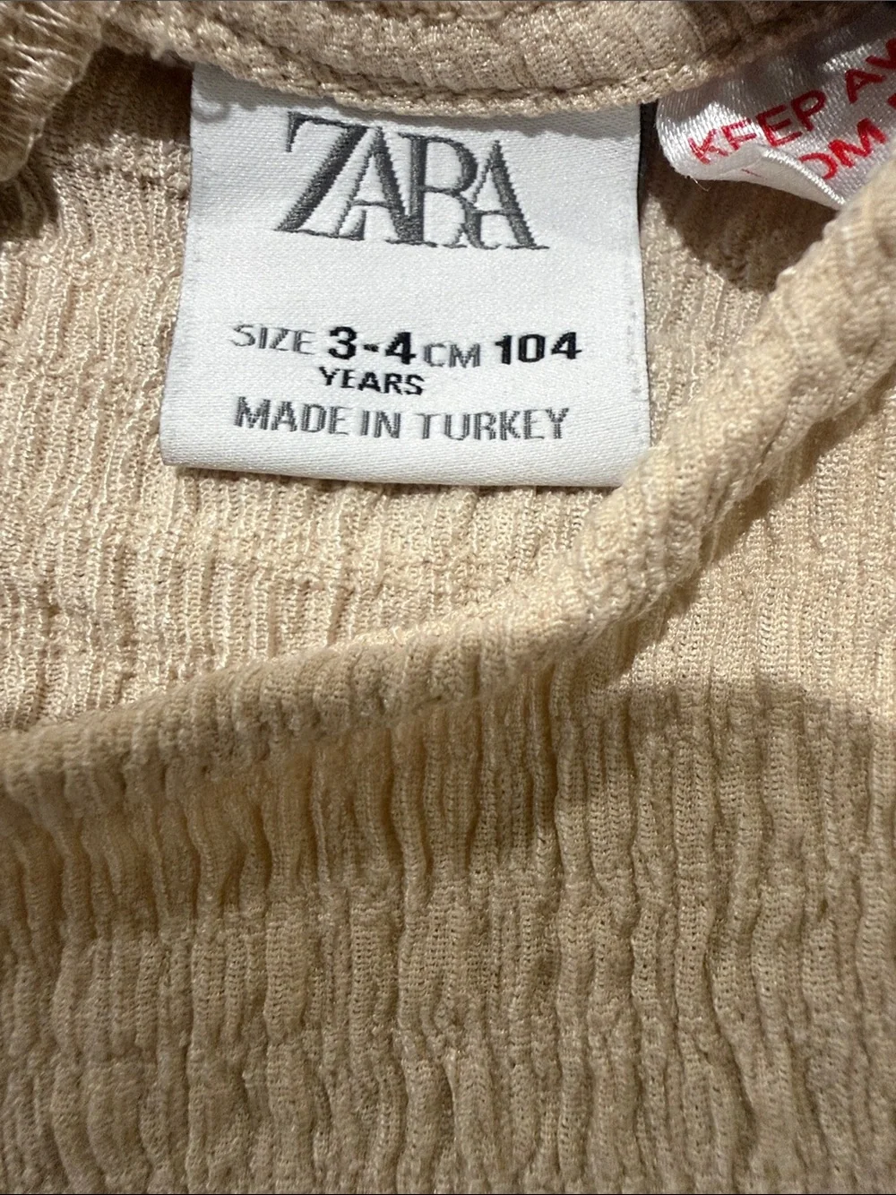 Zara Beige Textured Dress, 3-4